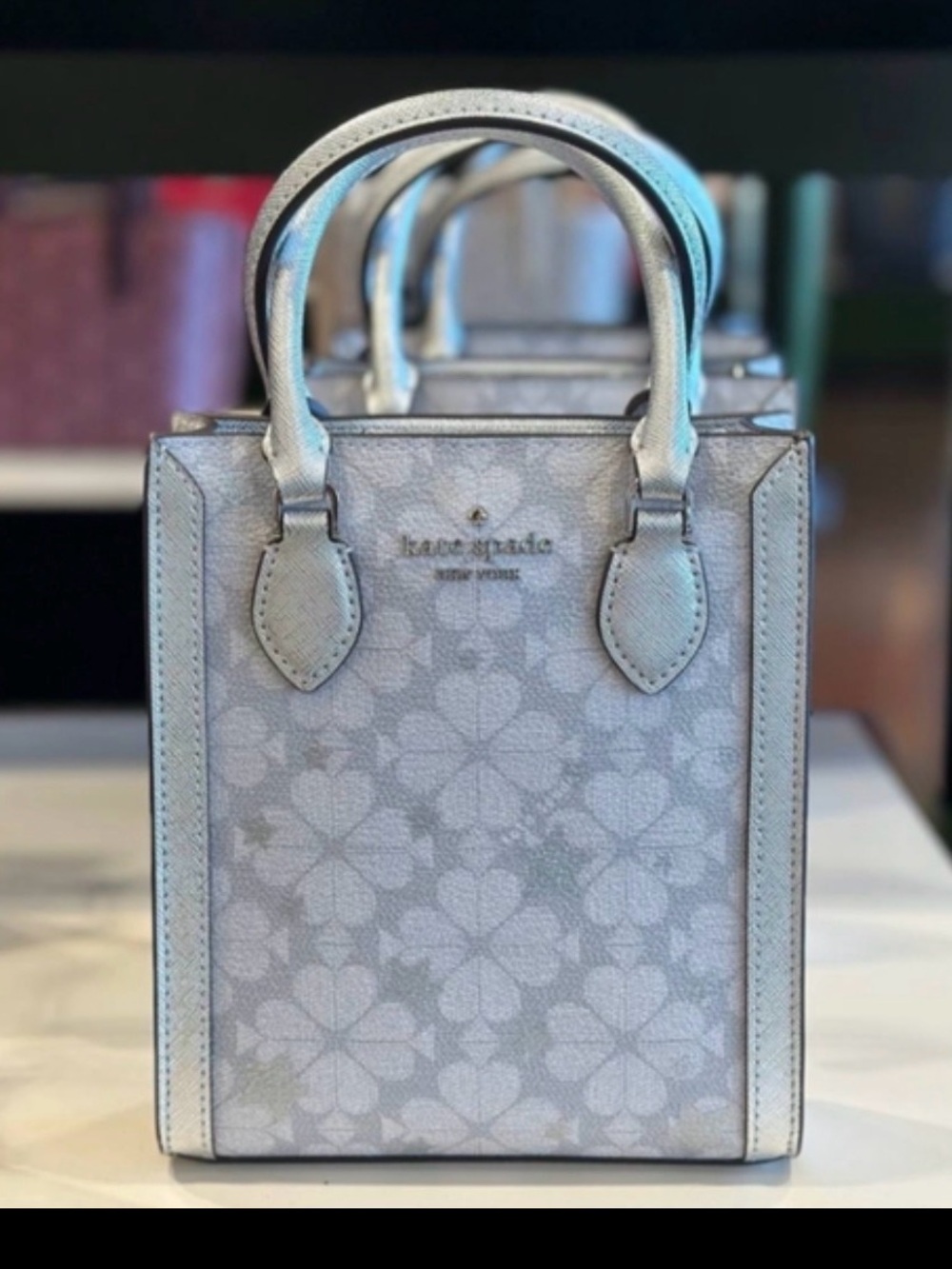 Kate Spade silver floral-pattern small tote with crossbody strap - Picture 3 of 10